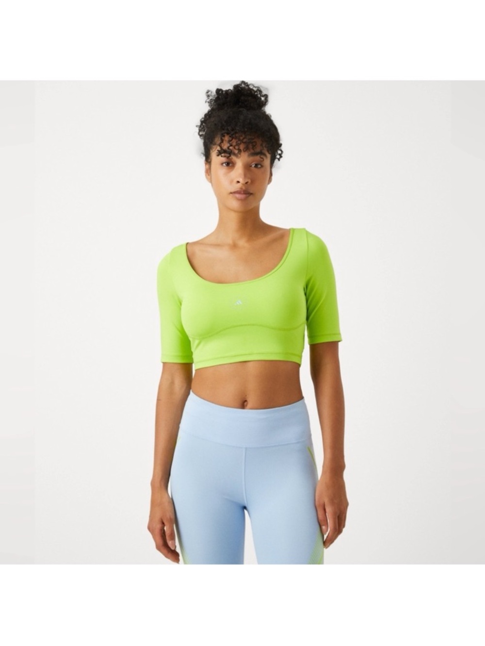 adidas by Stella McCartney Back Cutout Crop Top Sports Bra lime green small‎ NWT